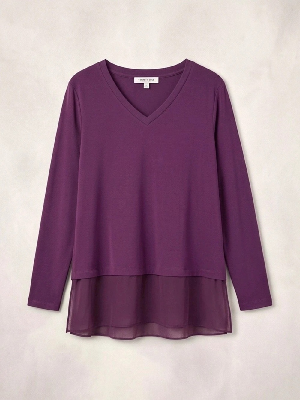 Kenneth Cole V-Neck Layered Tunic in Purple Size large